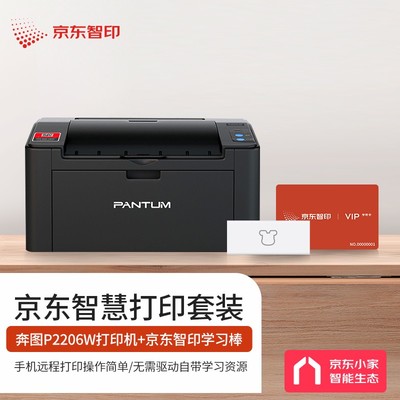 奔图(PANTUM)P2206W 家用WiFi作业打印机&小白智慧打印 京东智印打印学习棒 手机微信打印/AI智能打印